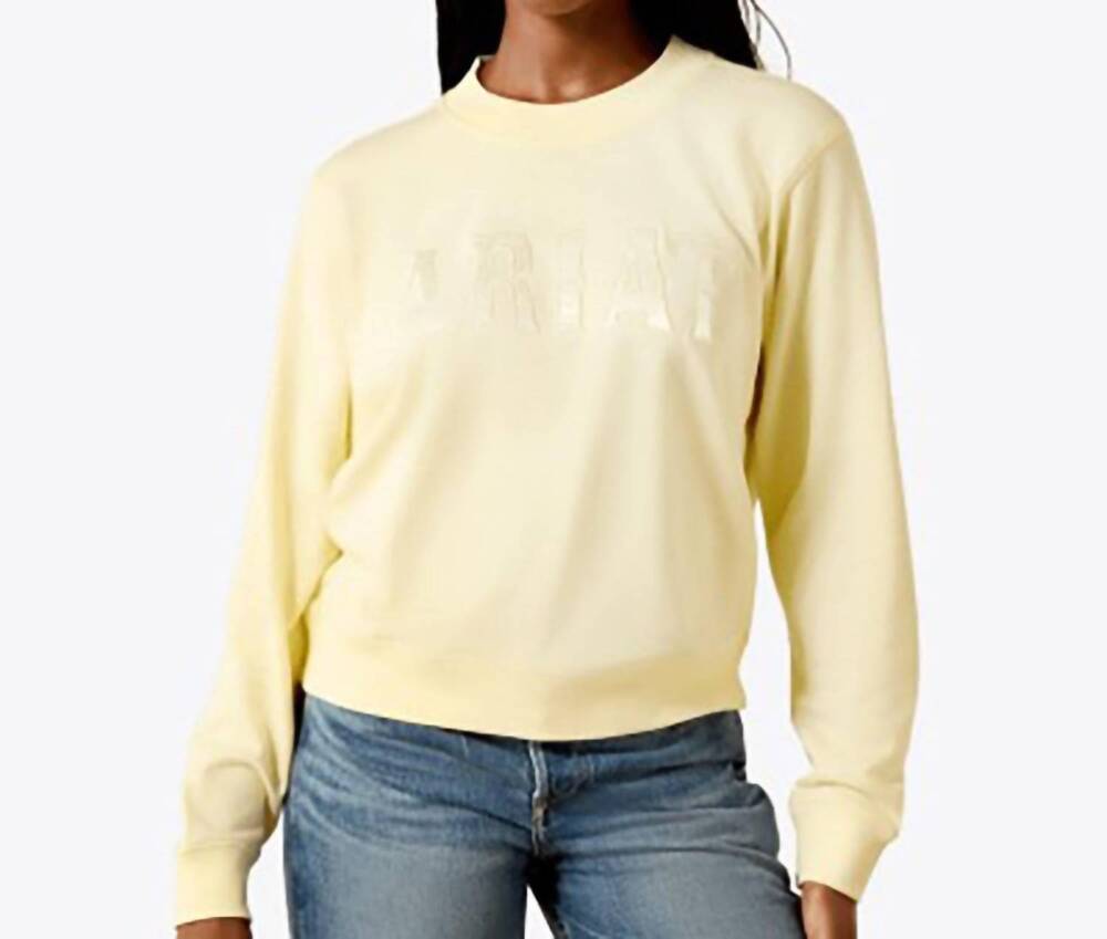 NEW ARIAT essential crew logo sweatshirt in pear sorbet